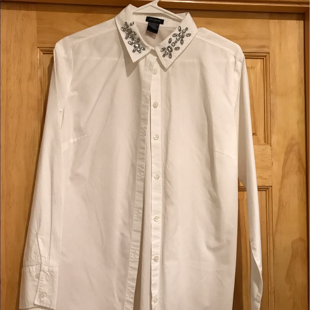 Ann Taylor White Collared Tunic