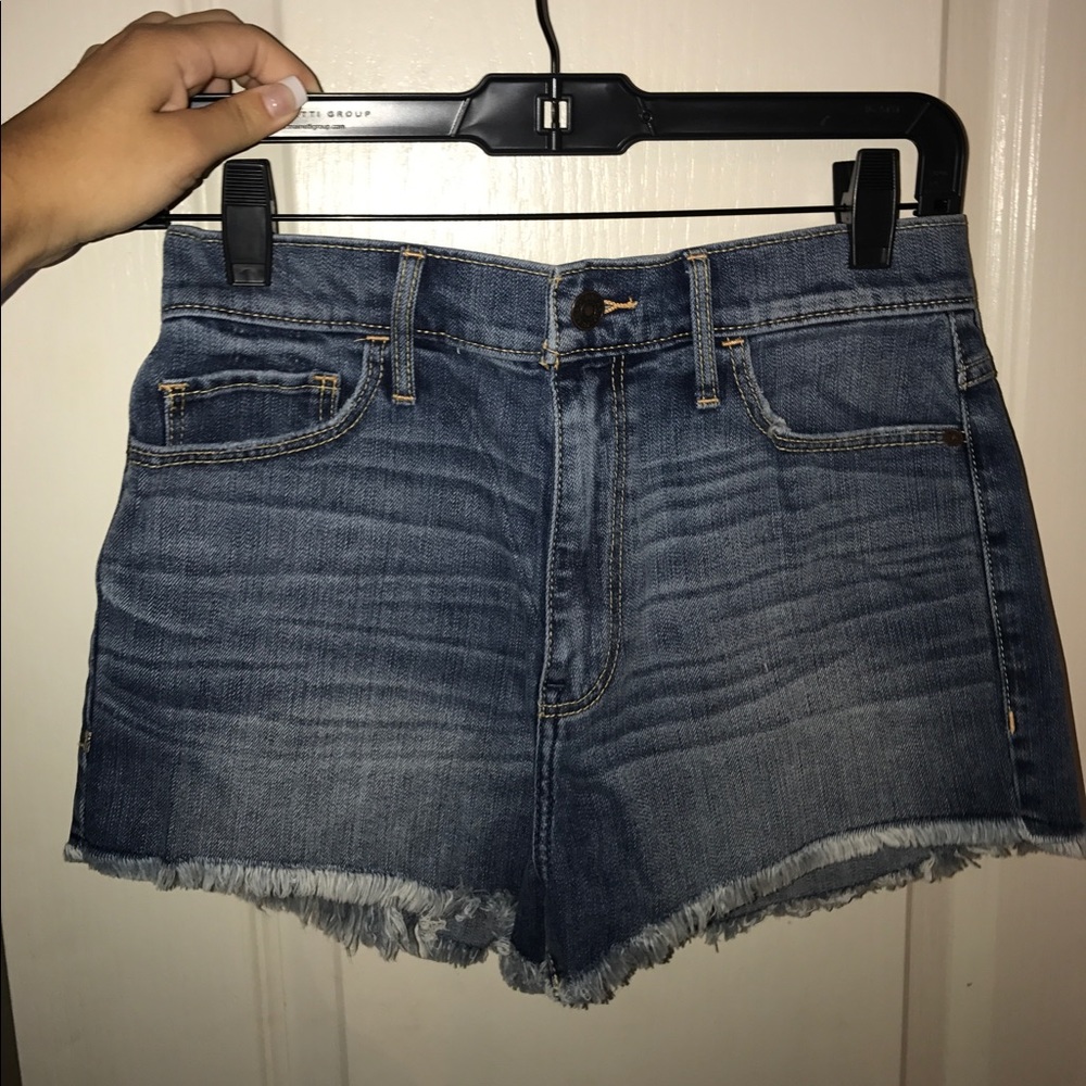 High waisted denim shorts.