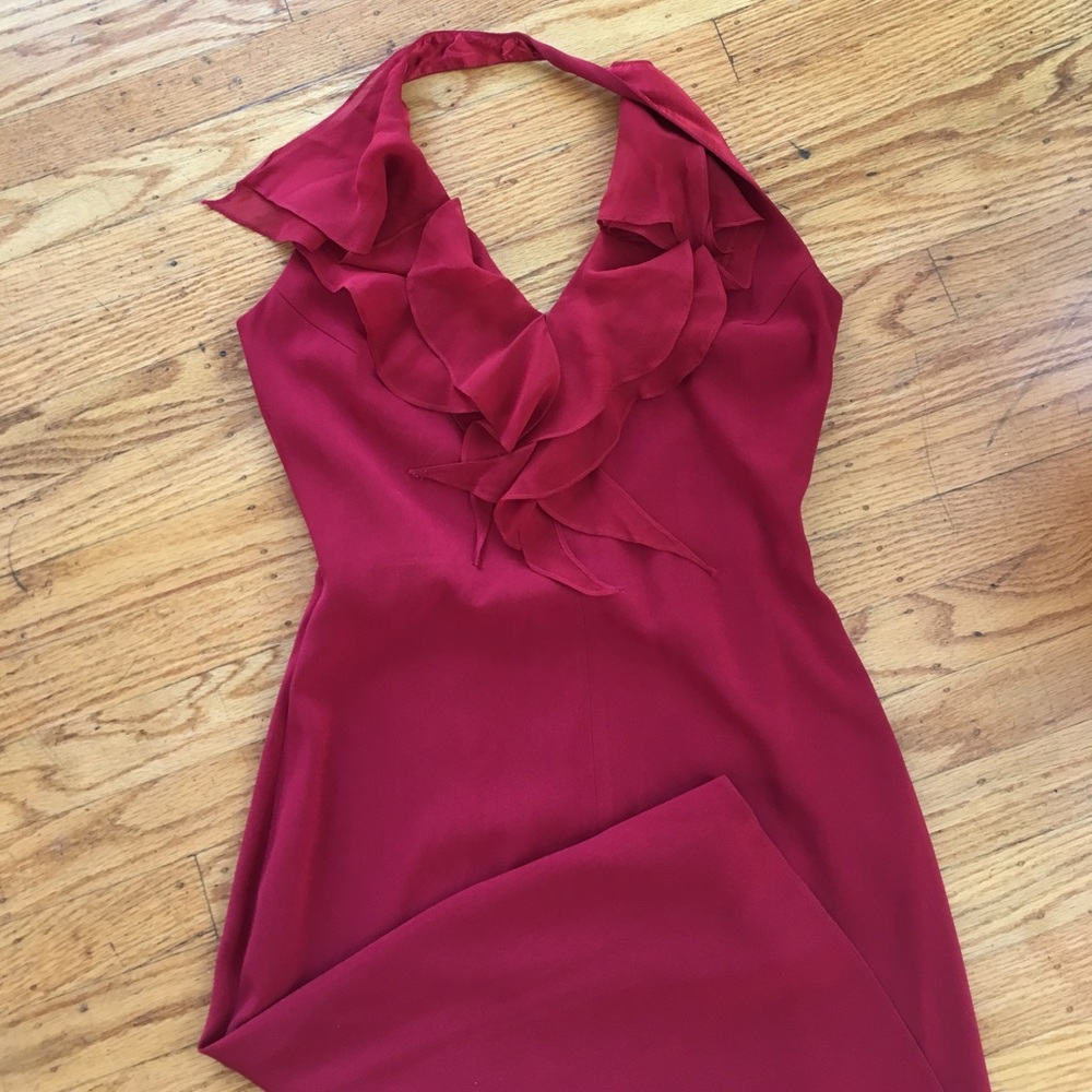 Flirty red halter dress