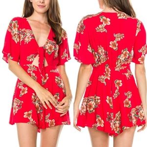 Red Floral Romper