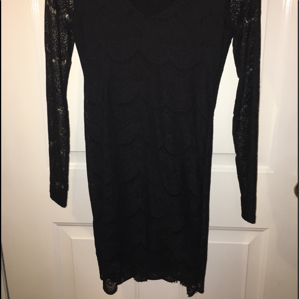 Black lace body con evening dress