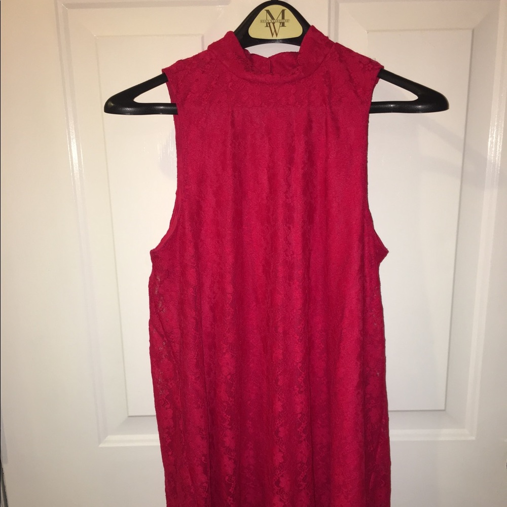 Red flowing evening dress