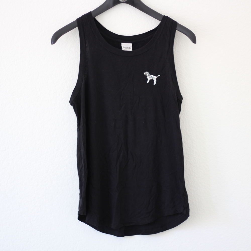 ☀️ PINK (Victoria's Secret) Black Tank Top