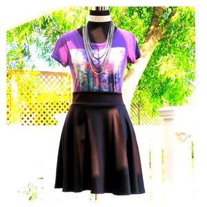Black Stretchy Skater Circle Skirt