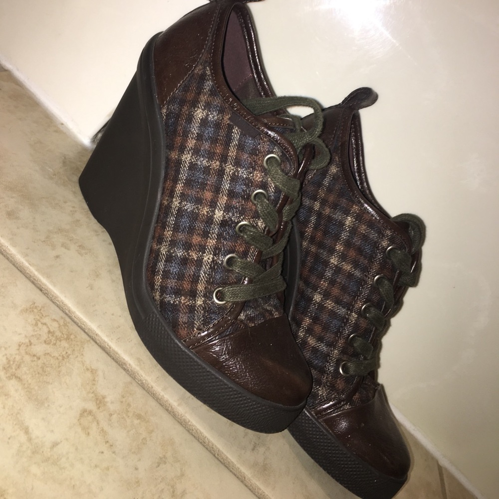 Aldo plaid 3 inch wedges super cute 6 1/2