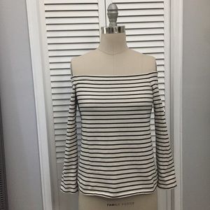 Theory Striped Off The Shoulder Top