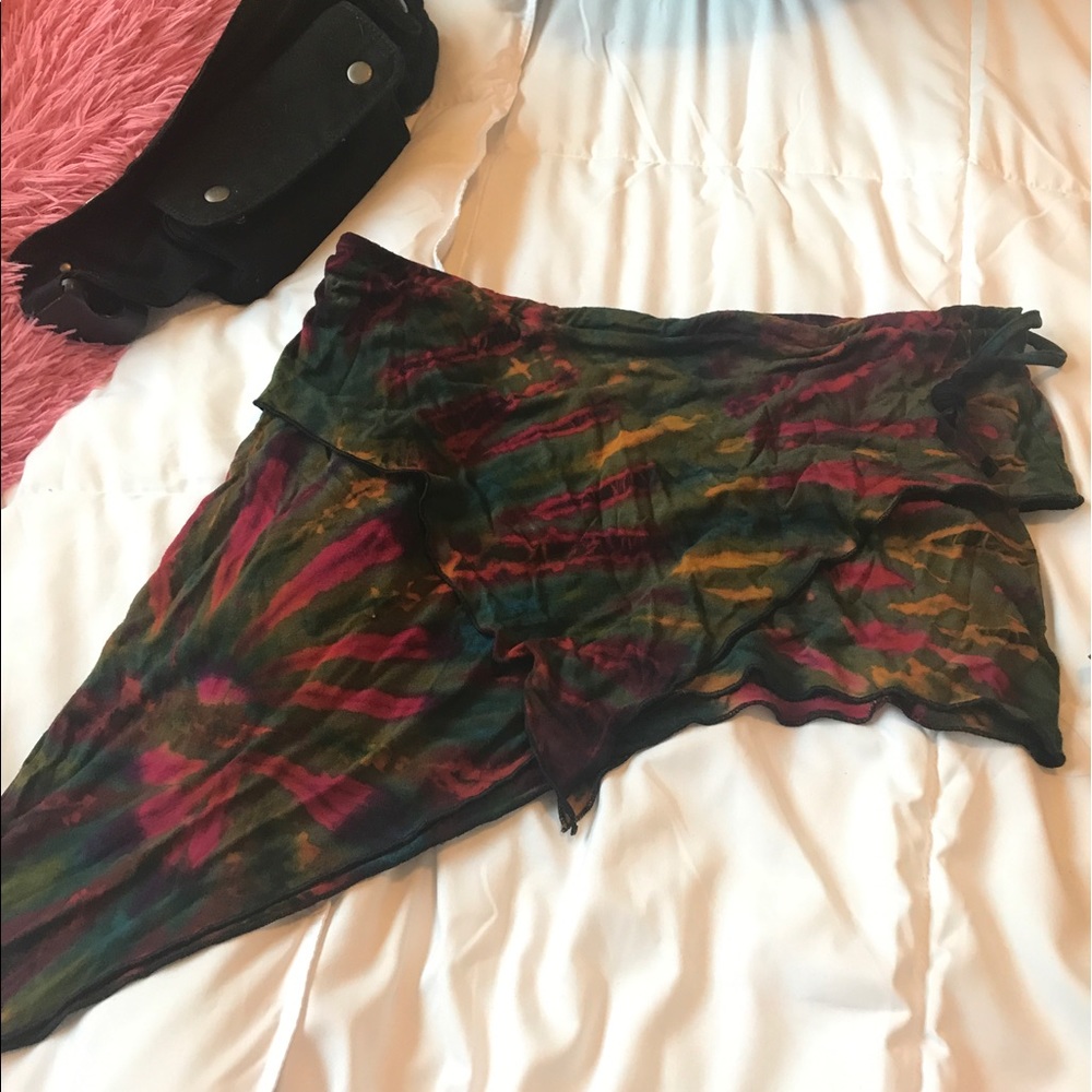 Tie dye asymmetrical skirt