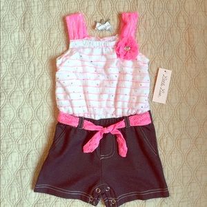 Sassy & adorable Little Lass white and pink romper