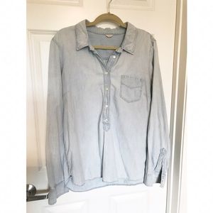 JCREW XL chambray half button up