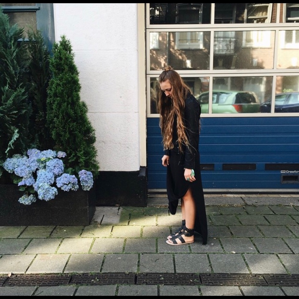Black Chiffon Maxi Dress with Side Slits