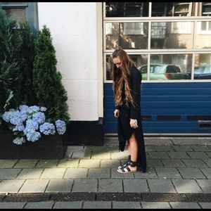 Black Chiffon Maxi Dress with Side Slits