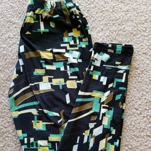 Green brown leggings