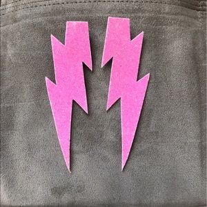 Pink Glitter Lightening Bolt Earrings