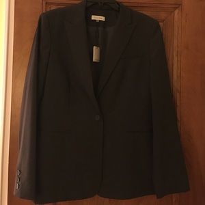 Charcoal one button stretch all year wool blazer