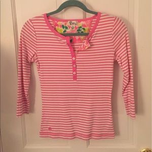 Lilly Pulitzer pink striped 3/4 sleeve top