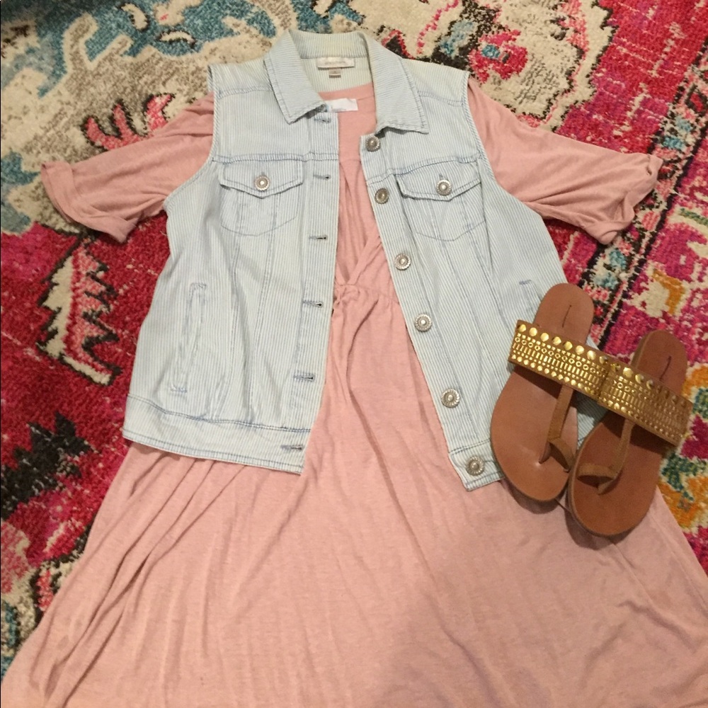 Striped Denim Vest