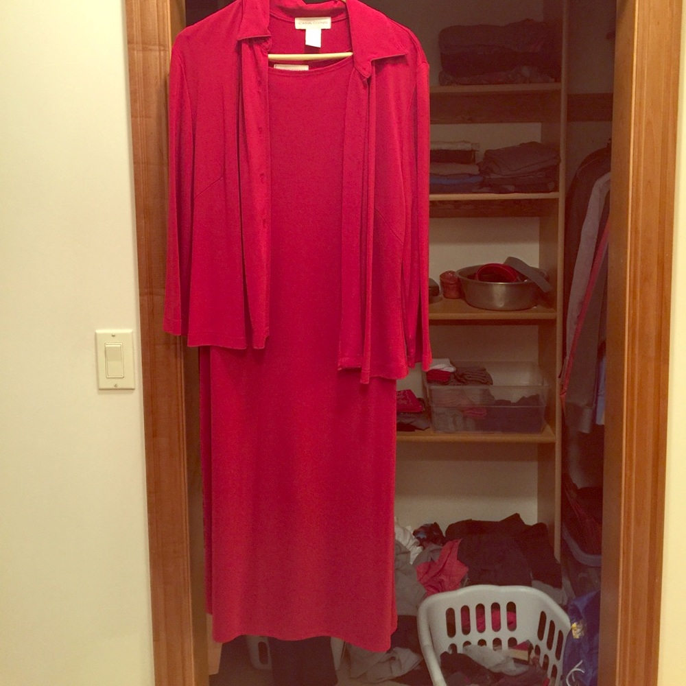 Wine colored tank dress with jacket