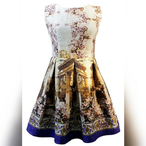 Dresses - Textured Architecture-Print Mini Dress Dresses - Textured Architecture-Print Mini Dress