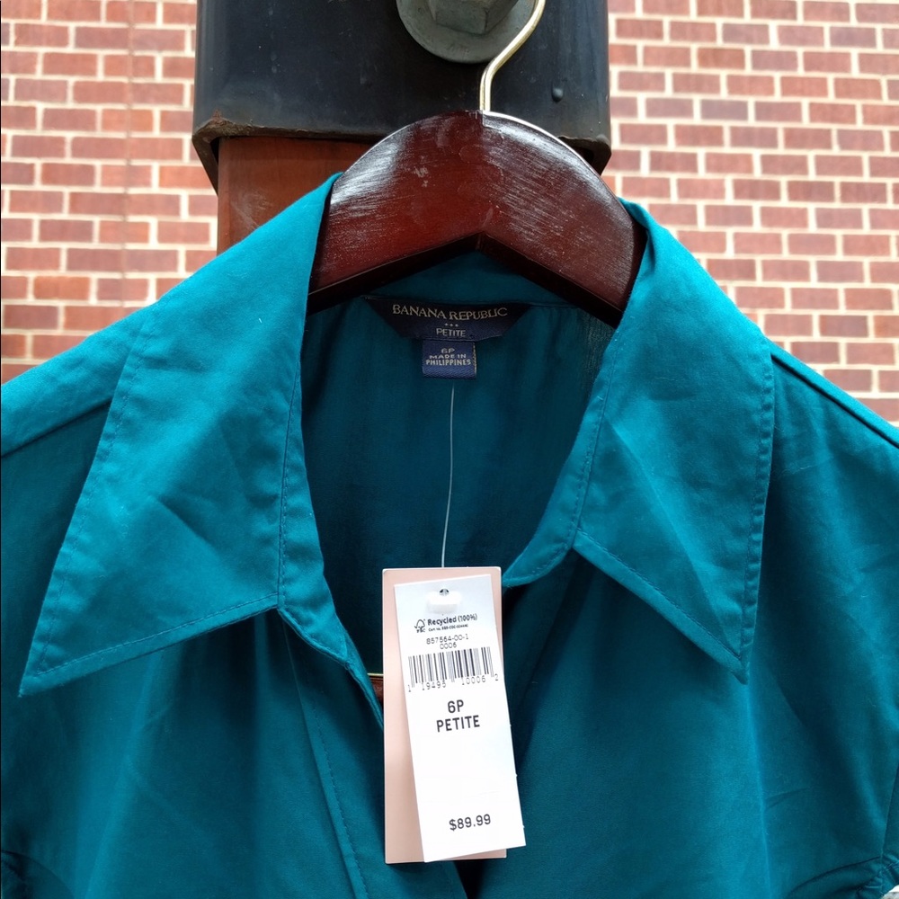 banana Republic Factory teal wrap shirt dress NWT