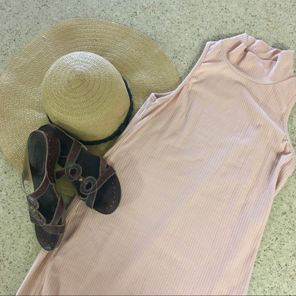 Vintage 90s blush pink midi dress!