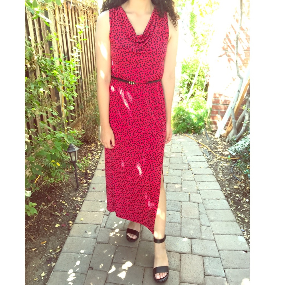 ELLEN TRACY Polka Dot Maxi Dress