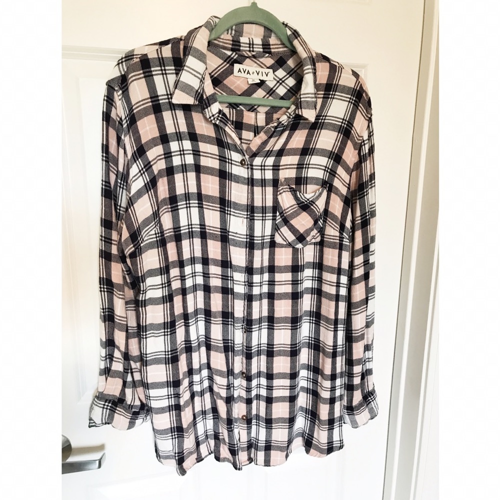2XL Ava & Viv plaid flannel button up