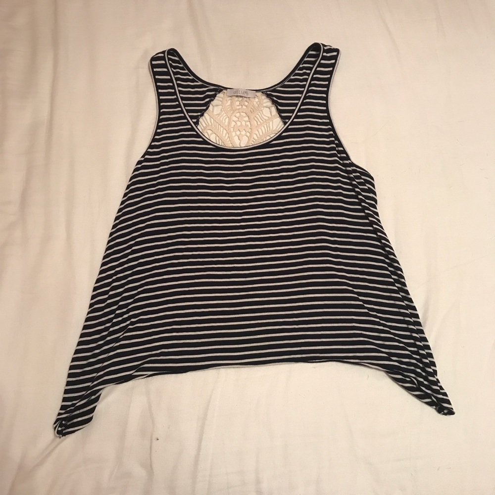 dELiA*s Crochet Back Striped Top