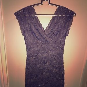 Dark grey classy lace tiered dress
