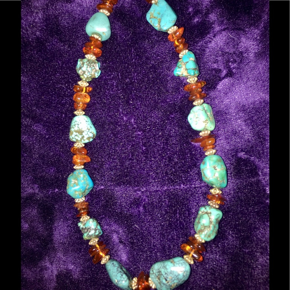 Natural Turquoise and Amber necklace