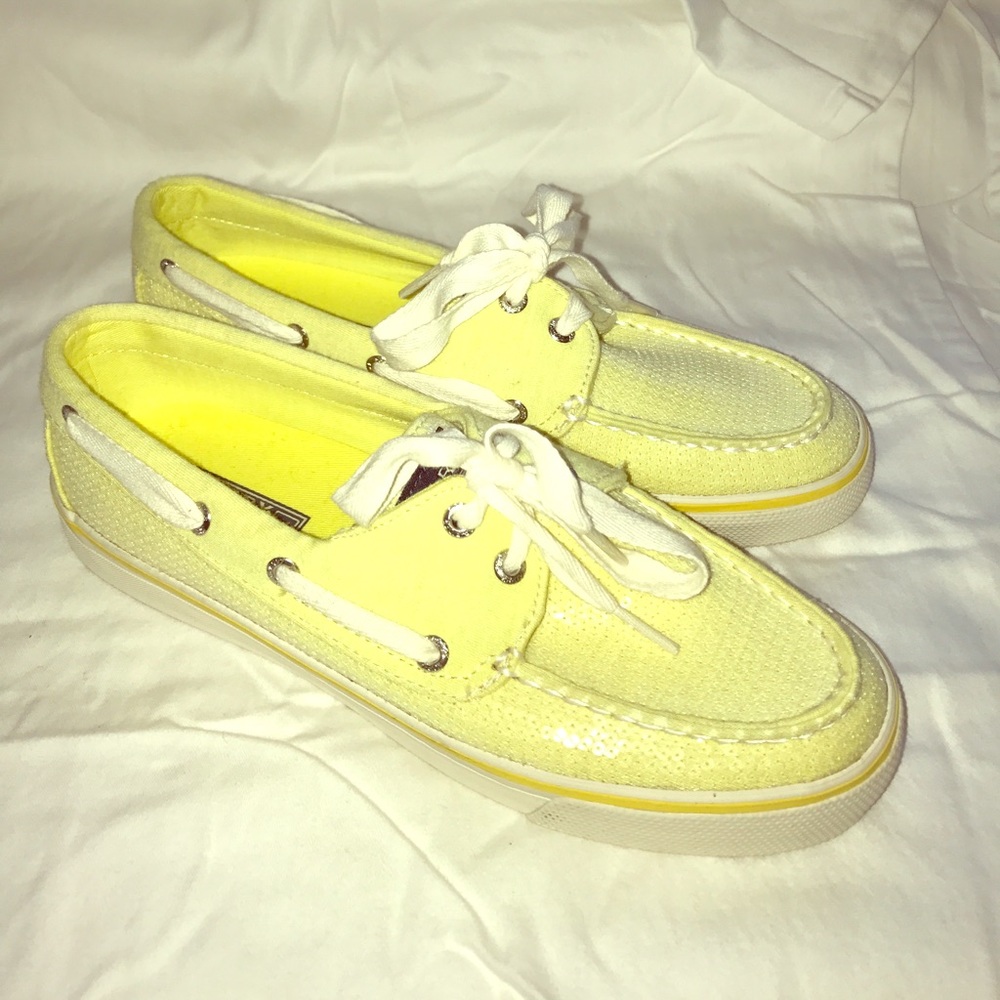 Yellow Glitter Sperrys