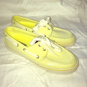 Yellow Glitter Sperrys