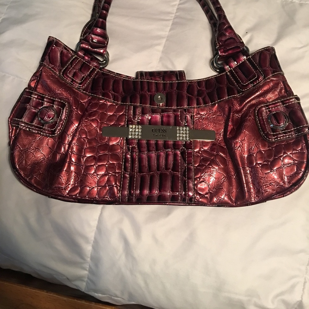 Guess hot pink metallic purse!