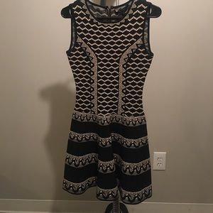 BCBG Black and Tan pattern dress.