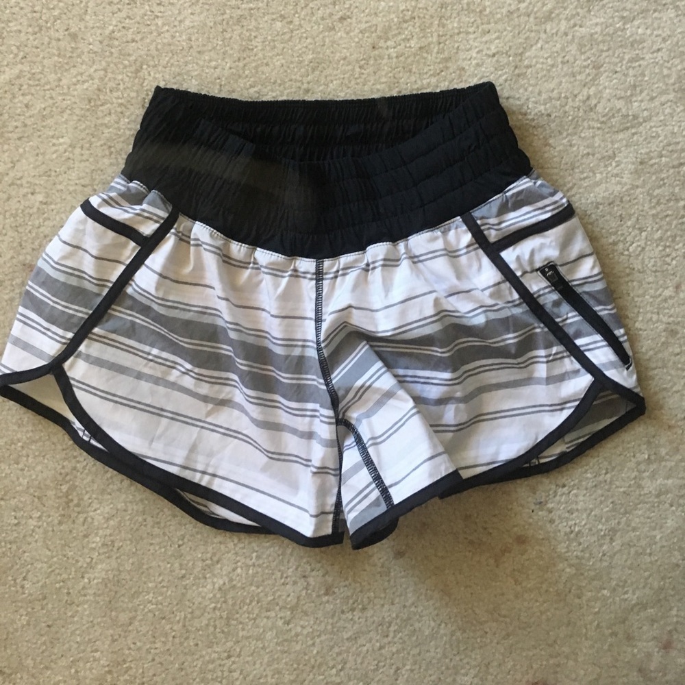 White and Grey striped Lululemon shorts