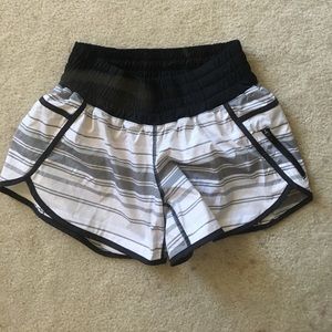 White and Grey striped Lululemon shorts
