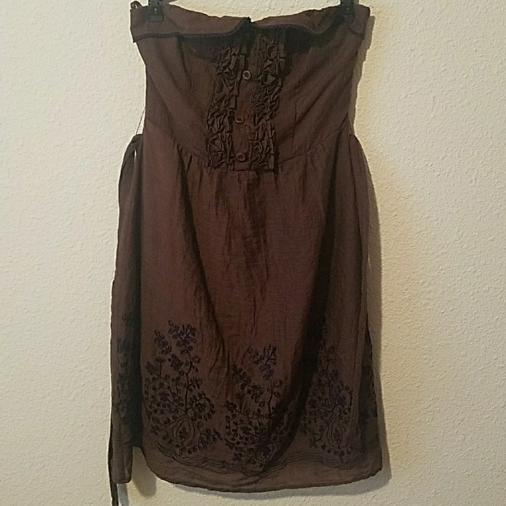 Country, embroidered, mini, strapless dress