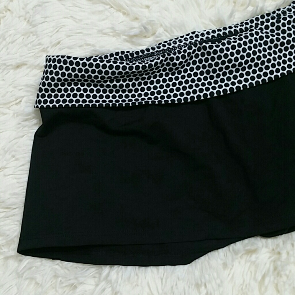 La Blanca black fold over waist swim skirt