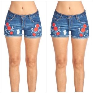 KC-6894 Folding Roses Medium Blue Jean Cutoffs
