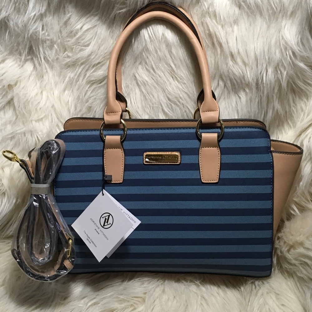 ADRIENNE VITTADINI Satchel in Blue Denim. NWT