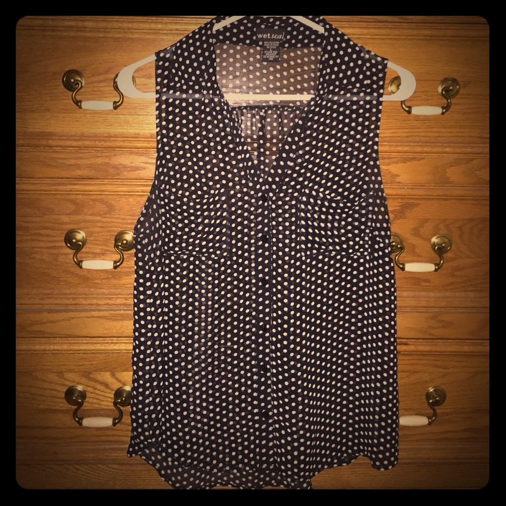Sheer Polka Dot Sleeveless Top
