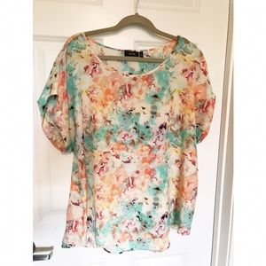 XL pastel floral blouse