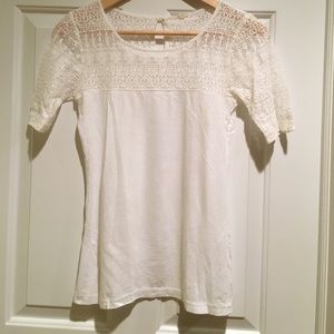 J. Crew Lace Detail Tee