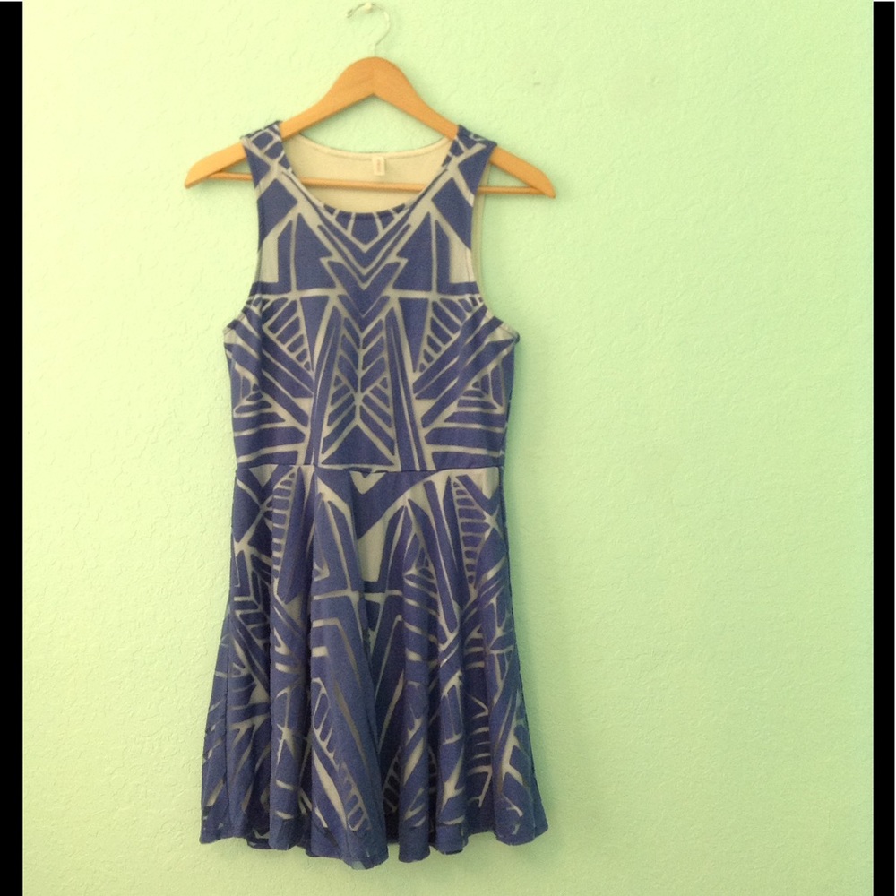 Xhilaration Blue Patterned Dress