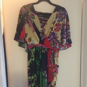 Bright/unique Anthropologie butterfly sleeve dress