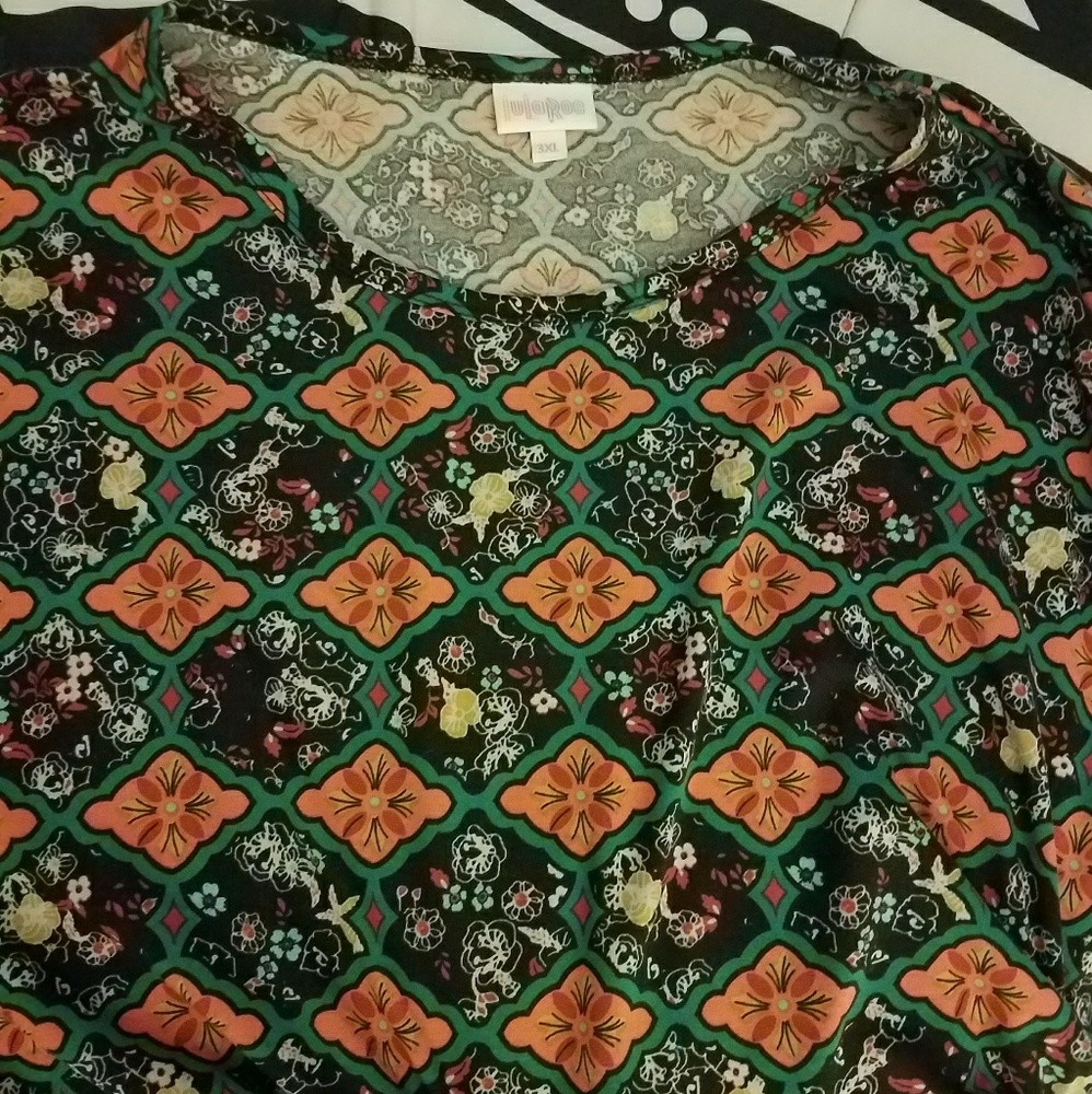 Lularoe Irma 3xl Green Orange Pattern Unicorn