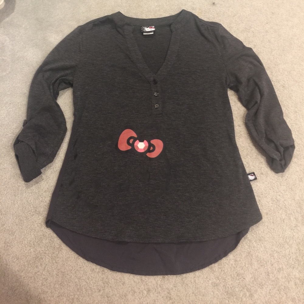 Gray Hello Kitty Half-Cut Sleeve Blouse