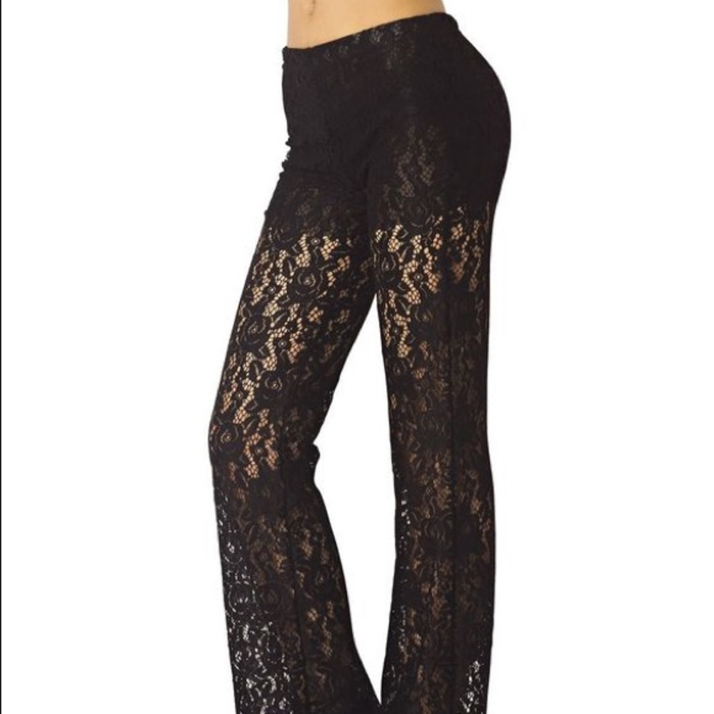 Black lace pants with built-in shorts