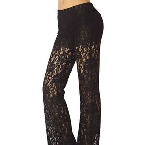 Black lace pants with built-in shorts