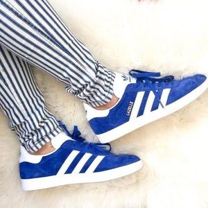 Blue Adidas Gazelles