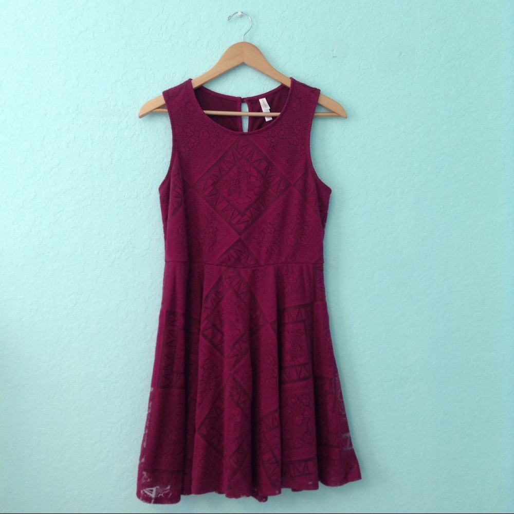 Xhilaration Burgundy Patterned Dress